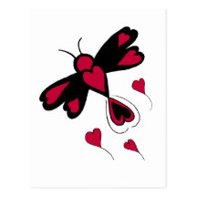 Carte postale de libellule de coeur