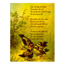 Carte postale de moineaux peinte par cru d'Emily D