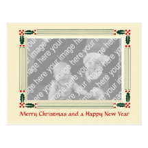 Carte postale de Noël de photo de houx d'art déco