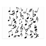 Carte postale de notes musicales - blanc et noir