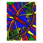Carte postale de papillon en verre souillé d'art n