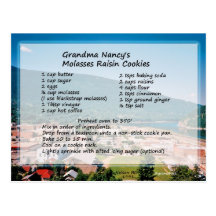 Carte postale de recette de biscuit de raisin sec 