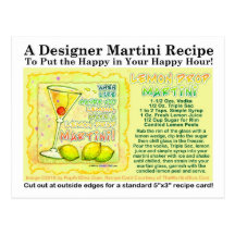 Carte postale de recette de Martini de baisse de c