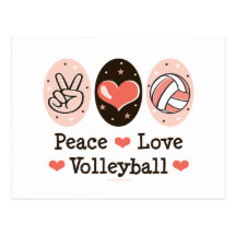 Carte postale de volleyball d'amour de paix