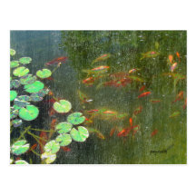 Carte postale d'étang à poissons