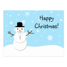 Carte postale gaie de Noël de bonhomme de neige