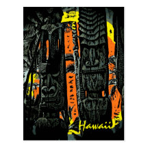 Carte postale hawaïenne de coutume de statues de t