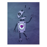 Carte postale heureuse de robot de chant