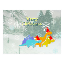 Carte postale mignonne de dinosaures de Noël