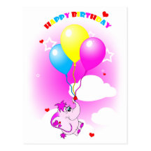 Carte postale mignonne de joyeux anniversaire d'él