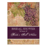 Carte postale nuptiale âgée de douche de vignoble 