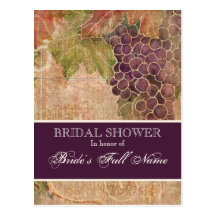 Carte postale nuptiale âgée de douche de vignoble 