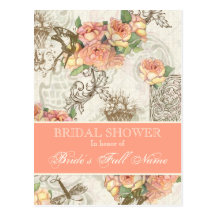 Carte postale nuptiale élégante de douche de roses