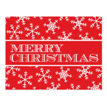Carte postale rouge et blanche de Joyeux Noël de f