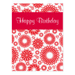 Carte postale rouge florale vintage de joyeux anni