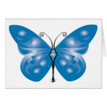 Carte pour notes bleu de papillon