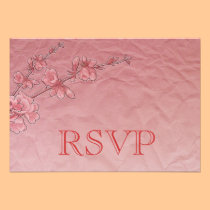 Carte rose de fleurs de cerisier de RSVP invitations