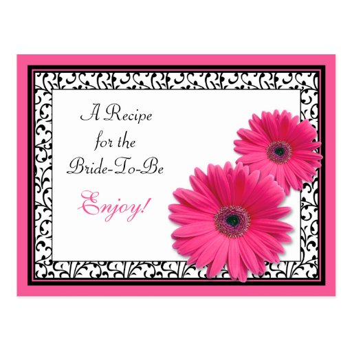 Carte rose de recette de marguerite de Gerbera pou Cartes Postales