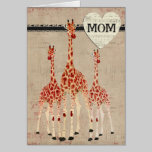 Carte rose du jour de mère de girafes cartes
