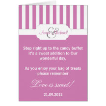 Carte rose foncée de poème de buffet de sucrerie d