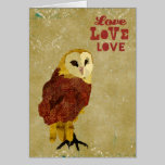 Carte rouge d'or d'amour de hibou cartes