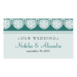 Carte turquoise de site Web de mariage de dentelle Cartes De Visite Personnelles