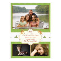 Carte verte élégante de vacances de Noël de photo  Bristols Personnalisés