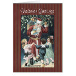 Carte victorienne d'enfants de Père Noël de collec