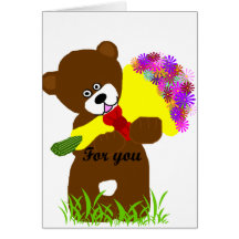 Carte vierge d'ours de la livraison de fleur