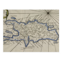 Carte vintage de la République Dominicaine (1750) cartes postales