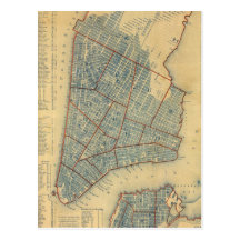 Carte vintage de New York City (1846) Cartes Postales