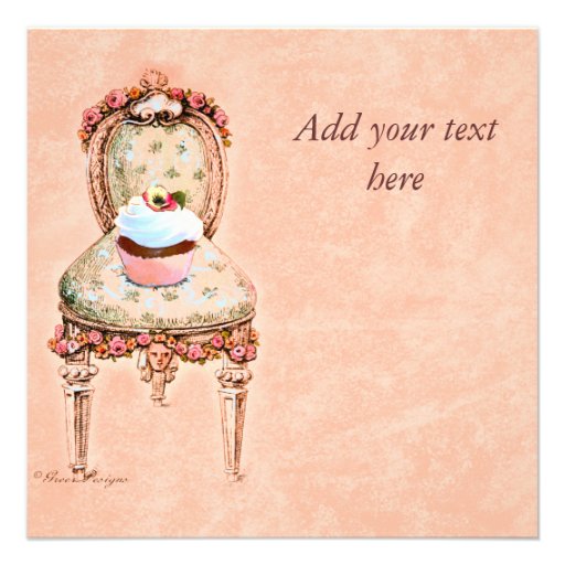 Carte vintage d'invitation de style de petit gâtea