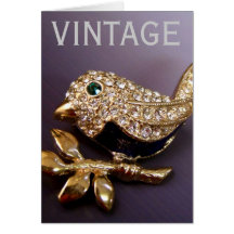 Carte vintage d'oiseau de fausse pierre