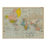 Carte vintage du monde cartes postales