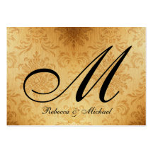 Carte vintage du monogramme RSVP d'or Modèles De Cartes De Visite