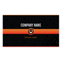 Carte visite - Professionnel informatique orange 2 Cartes De Visite Personnelles