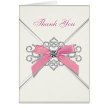 Cartes blanches de Merci d'arc de rose de diamants