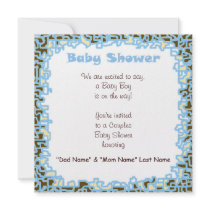 Cartes de Brown bleu de fête de naissance de bébé 