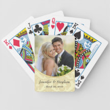Cartes de jeu de photo d'Ecru mariage damassé Cartes Bicycle Poker