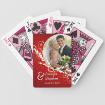 Cartes de jeu rouges vintages de photo de mariage  jeu de cartes poker