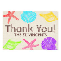Cartes de Merci de mariage de plage de créatures d Cartons D'invitation