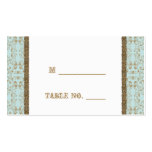 Cartes de place de Brown bleu mariage damassé d'oe Cartes De Visite Personnelles