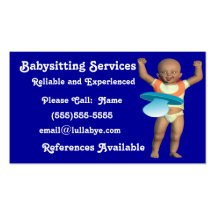 Cartes de visite de babysitter modèle de carte de visite