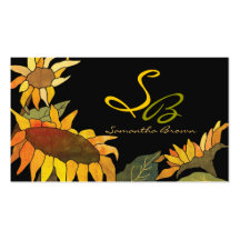 Cartes de visite de monogramme de tournesols cartes de visite professionnelles