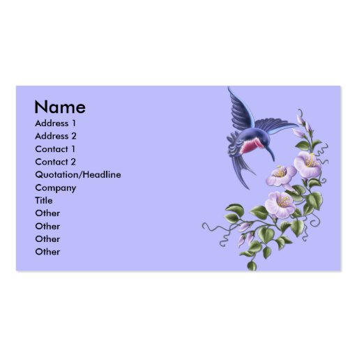 Cartes de visite du colibri 2 carte de visite