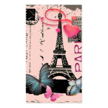 cartes de visite roses vintages de tour de Paris E Modèles De Cartes De Visite