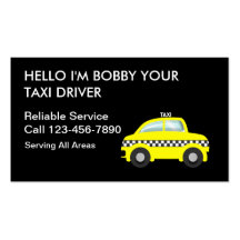 Cartes de visite simples de taxi modèle de carte de visite