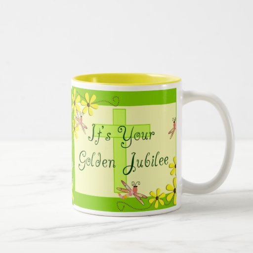 Cartes d'or de jubilé de nonne catholique mug à café