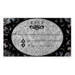 Cartes noires de la damassé encadrées par fantaisi carte de visite