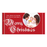 Cartes photos blancs rouges élégants de Joyeux Noë Cartes De Vœux Avec Photo